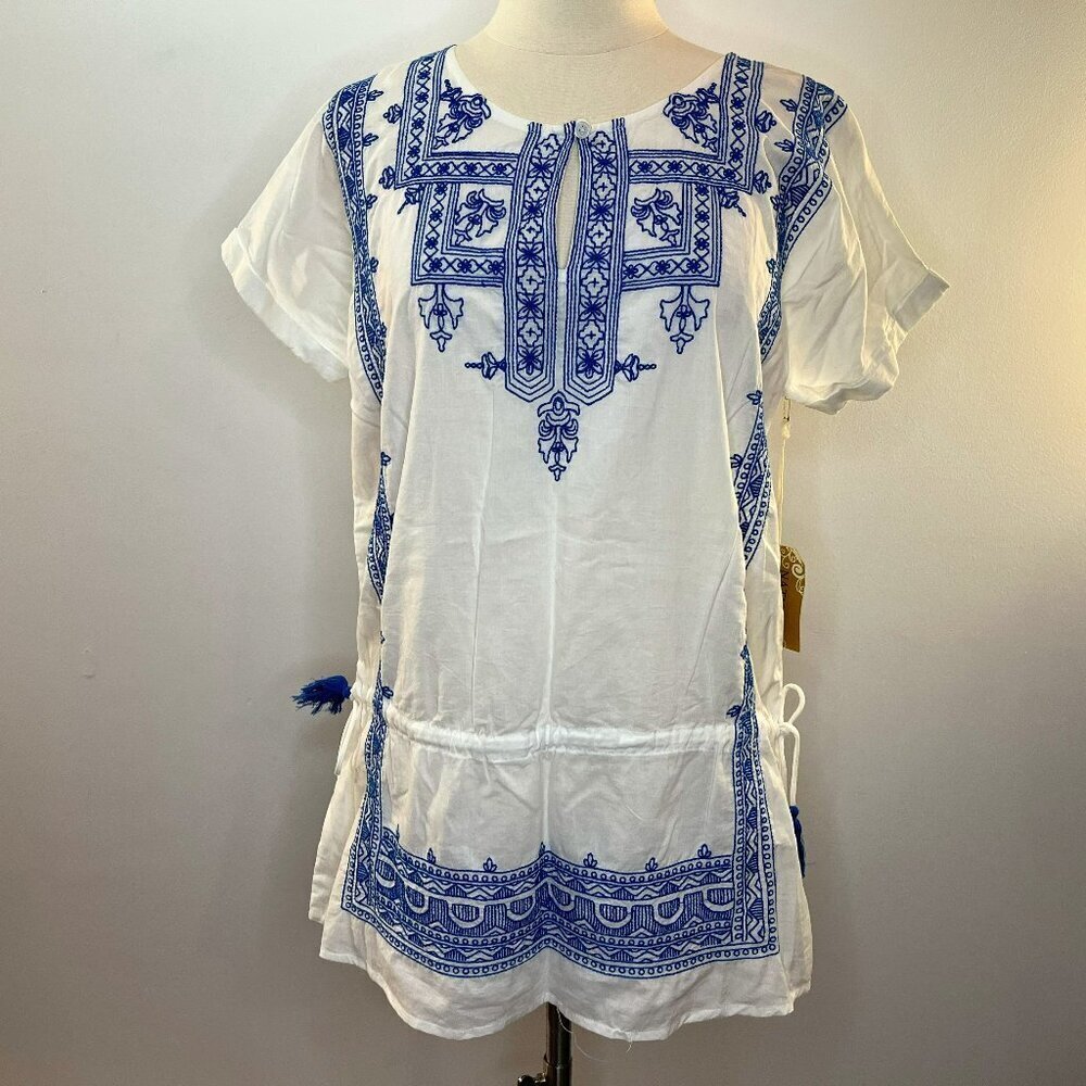NATURAL IMPRESSIONS Women's Embroidered Beach Coverup - Size Medium - NWT